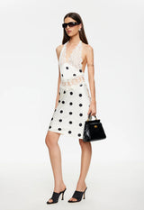 SOLANA MIDI DRESS - CREAM POLKA