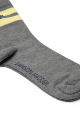 SPORTY CALF SOCKS - GREY MARL/ BUTTER STRIPE