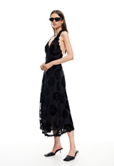 STARS ALIGN MIDI DRESS - BURNT NOIR ROSE