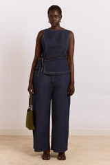 STRAIGHT LEG AUGUSTA JEANS - DARK INDIGO