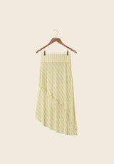STRIPED MESH ASYMMETRIC SKIRT - BUTTER