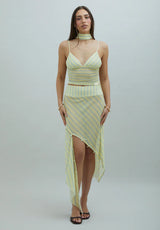 STRIPED MESH CAMI TOP - BUTTER
