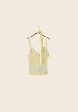 STRIPED MESH CAMI TOP - BUTTER