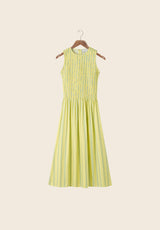 STRIPED RUCHED DRESS - BUTTER