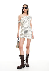 SWEETHEART MINI DRESS - CREAM POLKA