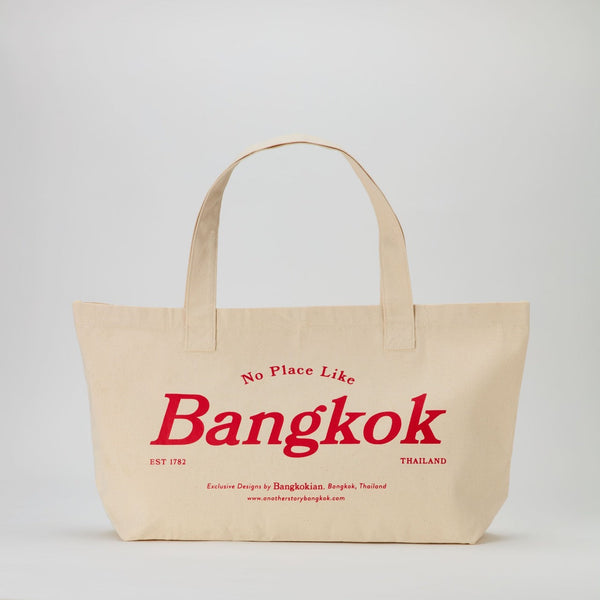 BANGKOKIAN CANVAS BAG - NO PLACE LIKE BKK - WHITE/RED