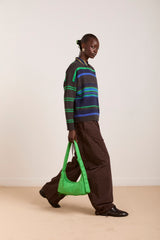 RENE CREW JUMPER - GREEN/BLUE STRIPE