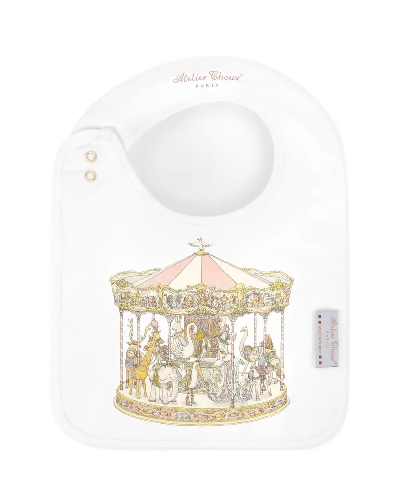 Satin bib - Carousel Pink