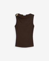 Sleeveless asymmetric draped top chocolat Wagner