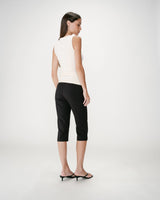 Sleeveless asymmetric draped top ecru Wagner