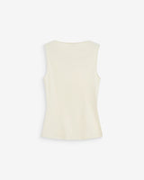 Sleeveless asymmetric draped top ecru Wagner