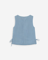 Sleeveless crew neck striped denim top stripedblue Vendome