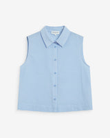 Sleeveless gingham cotton shirt ciel Windell