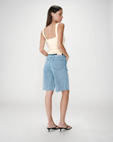 Sleeveless ruched sweetheart neckline top jaune Wyan