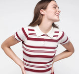 Soft Knit Polo - Hibiscus Kiss Stripe