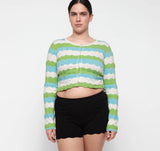 Soft Knit Textured Cardigan - Juicy Apple Stripe