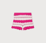 Soft Knit Textured Shorts - Raspberry Stripe