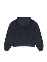 Spray Flower Zip Up Hoodie - Black