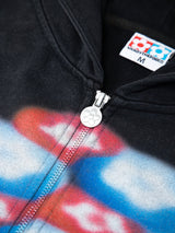 Spray Flower Zip Up Hoodie - Black