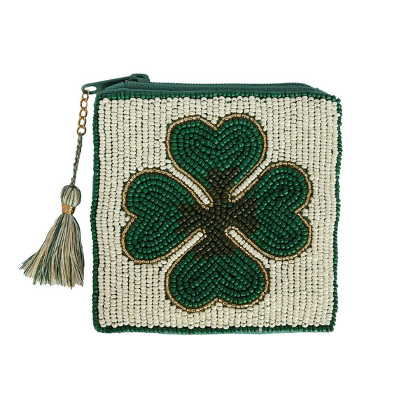 Square Wallet Lucky Clover Green