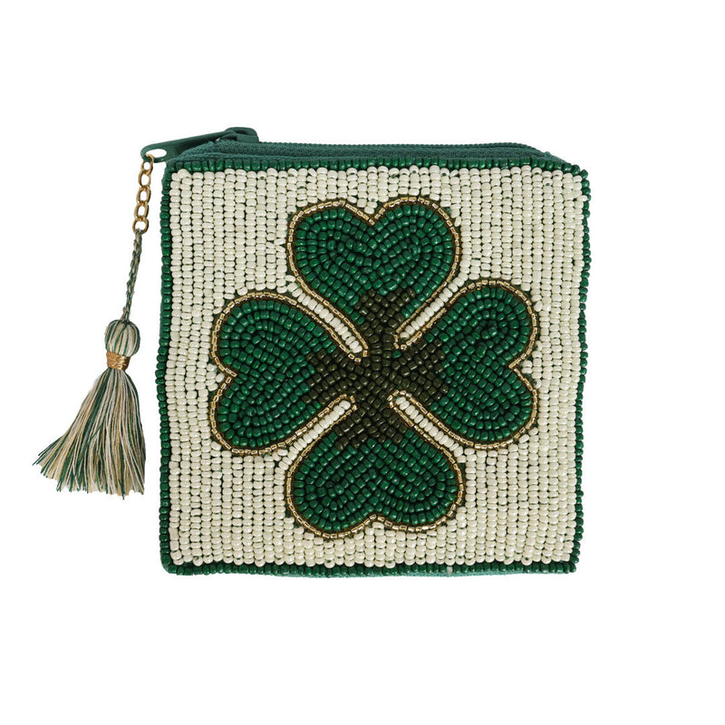 Square Wallet Lucky Clover Green