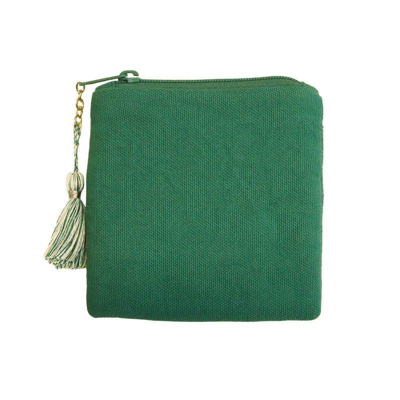 Square Wallet Lucky Clover Green