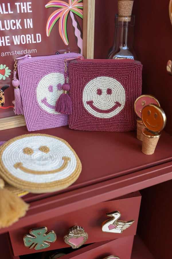 Square Wallet Smiley Burgundy