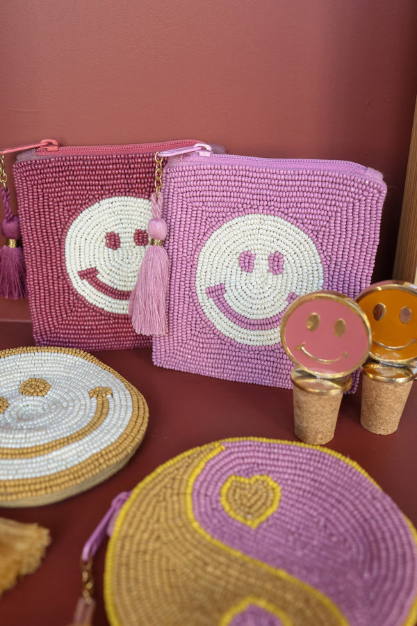 Square Wallet Smiley Pink