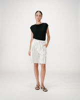 Straight cotton pleated bermuda shorts rayure Wello