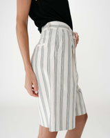 Straight cotton pleated bermuda shorts rayure Wello