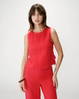 Straight sleeveless top with tie rouge Wesca