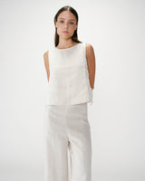 Straight sleeveless top with tie sable Wesca