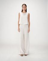 Straight sleeveless top with tie sable Wesca