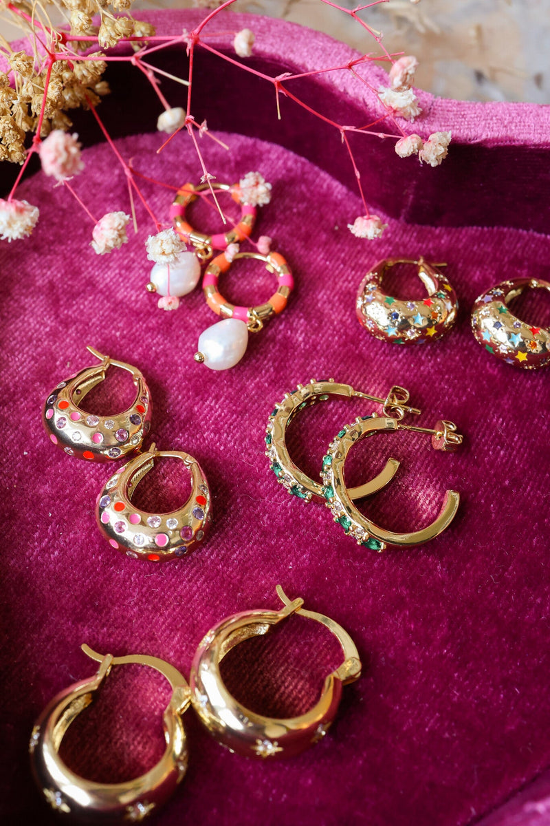 Sunlight Goldplated Drop Hoop Stars Multi