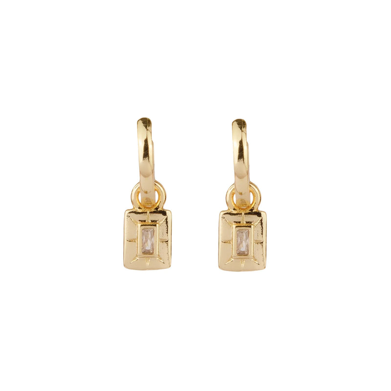 Sunlight Goldplated Earring Square Zirconia Charm
