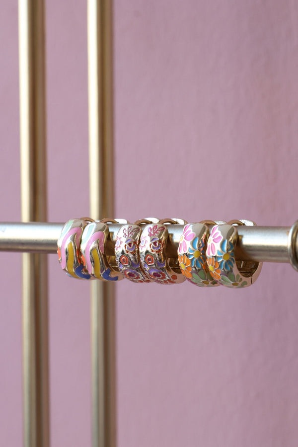 Sunlight Goldplated Hoop Huggie Stripes Multi