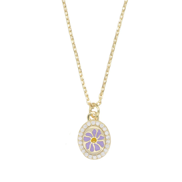 Sunlight Goldplated Necklace Charm Flower Smiley