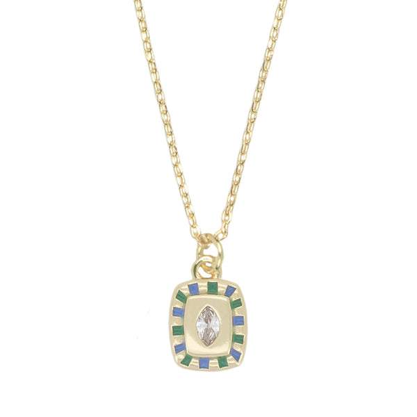 Sunlight Goldplated Necklace Charm Green Blauw