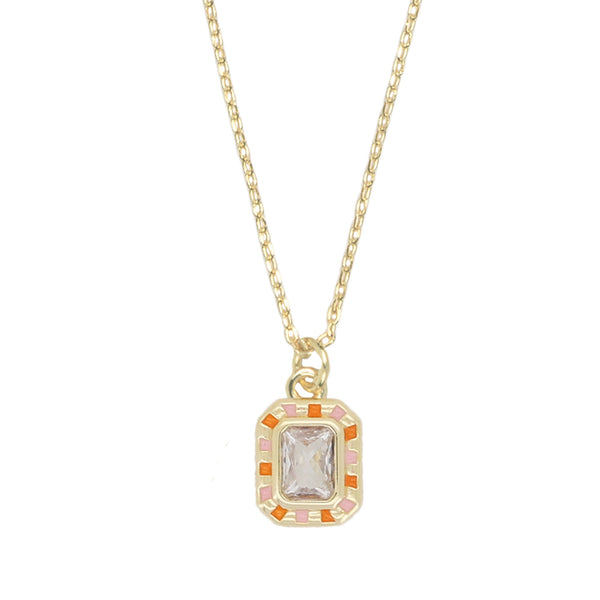 Sunlight Goldplated Necklace Charm Pink Orange
