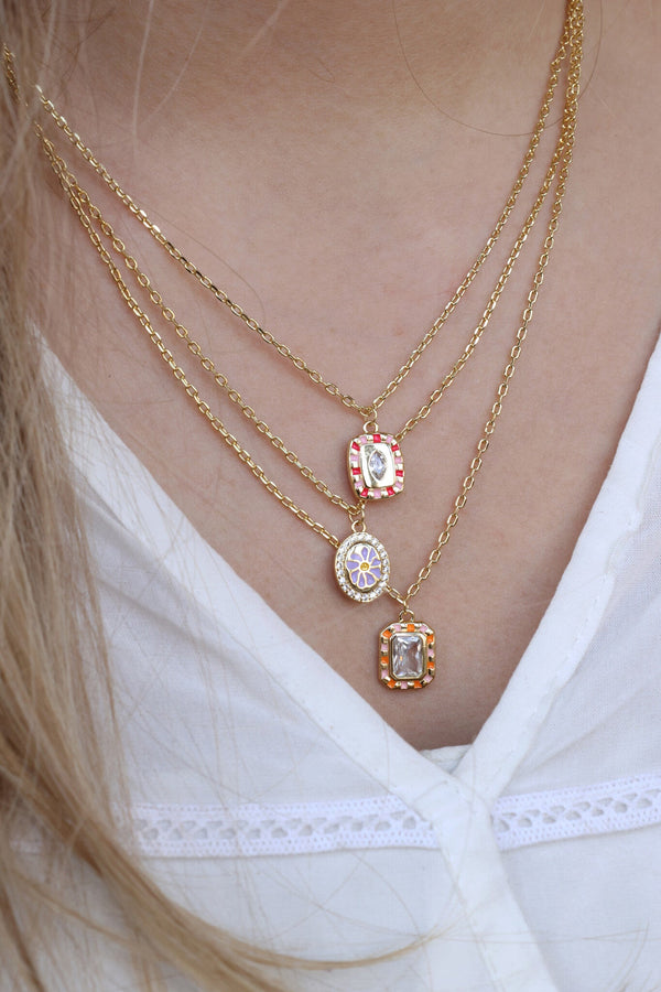 Sunlight Goldplated Necklace Charm Pink Orange