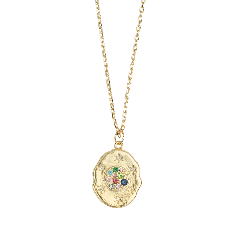 Sunlight Goldplated Necklace Lucky Coin Zirconia