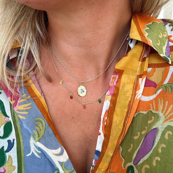Sunlight Goldplated Necklace Lucky Coin Zirconia