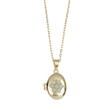 Sunlight Goldplated Necklace Medaillon Blue Flower