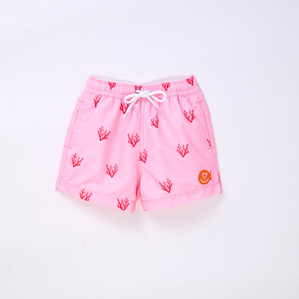 Swim Boy Shorts -  Coral Rose