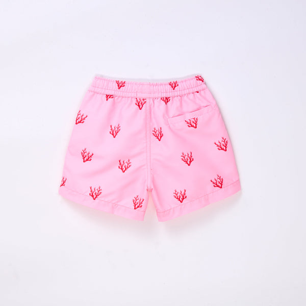Swim Boy Shorts -  Coral Rose