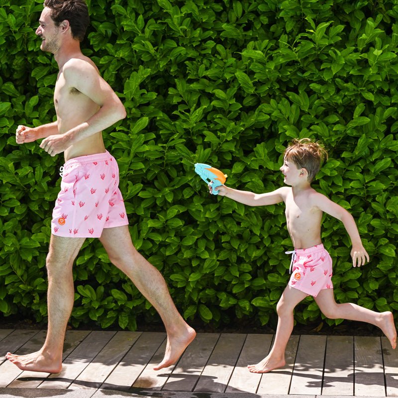 Swim Boy Shorts -  Coral Rose