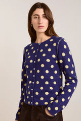 TABITHA REVERSIBLE CARDIGAN - NAVY/BUTTER SPOT