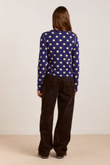 TABITHA REVERSIBLE CARDIGAN - NAVY/BUTTER SPOT