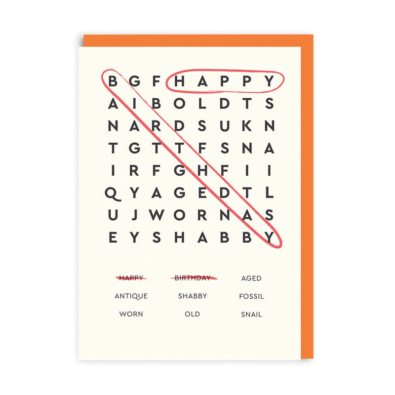 OOH DEER Happy Birthday Word Search Greeting Card