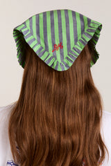 TIE HEAD SCARF - NAVY/LIME STRIPE